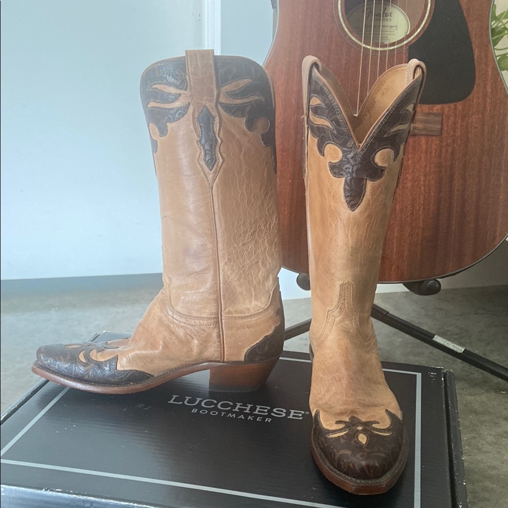 Lucchese Two-Tone Western Boots in Box